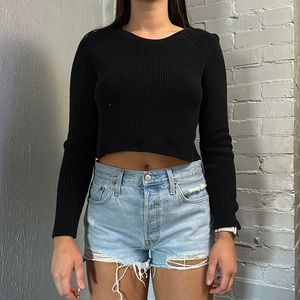 Black Knit Crop Sweater